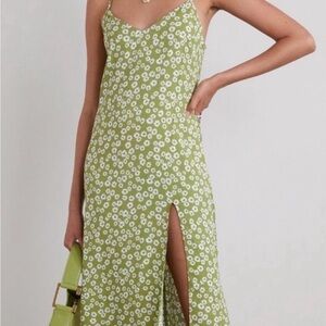 Reformation Green Floral Midi Dress